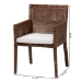 bali & pari Karis Rattan Dining Chair with Cushion - Handwoven Wicker Armchair with Mahogany Wood Frame, Coastal Boho Style Indoor Seating, Antique Coffee - BSOKaris-Coffee Antique-DC