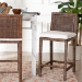 bali & pari Sofia Rattan Counter Stool with Mahogany Wood Frame - Handwoven Wicker Counter Height Chair with Cushion, Coastal Boho Style Kitchen Island Seating, Antique Coffee - BSOSofia-Coffee Antique-CS