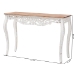 Baxton Studio Riquin Distressed Wood Console Table - Carved Wood Accent Table with Floral Motif and Two-Tone Finishing - BSOJY25B006-White/Natural-Wooden-Console Table