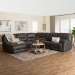 Baxton Studio Mistral 6-Piece Reclining Sectional Sofa with Left-facing Chaise Lounge - Suede Upholstered Modular Sectional with Storage - BSO99170-J458 Gray-SF