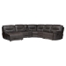 Baxton Studio Mistral 6-Piece Reclining Sectional Sofa with Left-facing Chaise Lounge - Suede Upholstered Modular Sectional with Storage - BSO99170-J458 Gray-SF