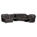 Baxton Studio Mistral 6-Piece Reclining Sectional Sofa with Left-facing Chaise Lounge - Suede Upholstered Modular Sectional with Storage - BSO99170-J458 Gray-SF