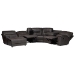Baxton Studio Mistral 6-Piece Reclining Sectional Sofa with Left-facing Chaise Lounge - Suede Upholstered Modular Sectional with Storage - BSO99170-J458 Gray-SF