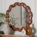 bali & pari Bahati Round Wall Mirror with Sculpted Wavy Frame - Decorative Accent Mirror for Entryway, Bedroom, or Living Room - BSOBahati-Light Brown Wooden-Mirror-Boxed
