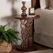 bali & pari Donna Nightstand with Pedestal Base - Mahogany Wood Bedside Side Table with Round Tabletop - BSODonna-Light Brown Wooden-NS-Boxed