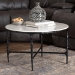 Baxton Studio Akanji Marble Coffee Table - Modern Rustic Accent Table with Hand-Forged Metal Frame for Living Room or Seating Areas, Round - BSOFUR6879-Marble Top Hammer Round-CT