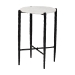 Baxton Studio Caledon Marble Side Table - Modern Rustic Accent Table with Hand-Forged Metal Frame for Living Room or Seating Areas, Round