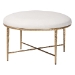 Baxton Studio Fumiye Cocktail Ottoman - Modern Rustic Accent Stool with Hand-Forged Metal Frame and Upholstered Seat for Living Room or Sitting Room, Round 30"