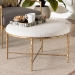 Baxton Studio Fumiye Cocktail Ottoman - Modern Rustic Accent Stool with Hand-Forged Metal Frame and Upholstered Seat for Living Room or Sitting Room, Round 30" - BSOFUR6884-Upholstered Hammer Base-Ottoman