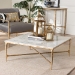 Baxton Studio Akanji Marble Coffee Table - Modern Rustic Accent Table with Hand-Forged Metal Frame for Living Room or Seating Areas, Square - BSOFUR6885-Natural Marble Top Square-CT