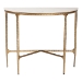 Baxton Studio Akanji Marble Console Table - Modern Rustic Accent Table with Hand-Forged Metal Frame and Half-Moon Tabletop - BSOFUR6886-Natural Marble Top D-Console Table