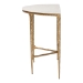 Baxton Studio Akanji Marble Console Table - Modern Rustic Accent Table with Hand-Forged Metal Frame and Half-Moon Tabletop - BSOFUR6886-Natural Marble Top D-Console Table