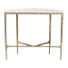 Baxton Studio Akanji Marble Console Table - Modern Rustic Accent Table with Hand-Forged Metal Frame and Half-Moon Tabletop - BSOFUR6886-Natural Marble Top D-Console Table