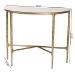 Baxton Studio Akanji Marble Console Table - Modern Rustic Accent Table with Hand-Forged Metal Frame and Half-Moon Tabletop - BSOFUR6886-Natural Marble Top D-Console Table