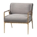Baxton Studio Ilmari Velvet Lounge Chair with Track Arms - Modern Rustic Armchair with Hand-Forged Metal Frame for Living Room or Lounge