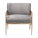 Baxton Studio Ilmari Velvet Lounge Chair with Track Arms - Modern Rustic Armchair with Hand-Forged Metal Frame for Living Room or Lounge - BSOFUR6887-Upholstered/Metal Frame-CC
