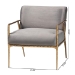 Baxton Studio Ilmari Velvet Lounge Chair with Track Arms - Modern Rustic Armchair with Hand-Forged Metal Frame for Living Room or Lounge - BSOFUR6887-Upholstered/Metal Frame-CC