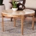 Baxton Studio Prospero Round Travertine Coffee Table - Modern Accent Table with Mango Wood Frame for Living Room or Seating Areas - BSOFUR6889-Natural Travertine Top-CT
