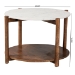 Baxton Studio Quindalyn Round Marble Coffee Table - Modern Accent Table with Mango Wood Frame and Open Shelf Storage for Living Room or Seating Areas - BSOFUR6890-Natural Marble Top 2 Tier-CT