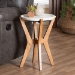 Baxton Studio Phaedra Round Marble End Table - Modern Accent Table with Mango Wood Frame and Tray Tabletop for Living Room or Seating Area - BSOFUR6891-Marble Tray-ET