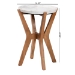 Baxton Studio Phaedra Round Marble End Table - Modern Accent Table with Mango Wood Frame and Tray Tabletop for Living Room or Seating Area - BSOFUR6891-Marble Tray-ET