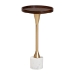 Baxton Studio Janaki Drink Table with Marble Base - Compact Pedestal Accent Table with Tray Top for Living Room or Sofa Side