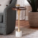 Baxton Studio Janaki Drink Table with Marble Base - Compact Pedestal Accent Table with Tray Top for Living Room or Sofa Side - BSOFUR6892-Wood Tray-ET