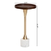Baxton Studio Janaki Drink Table with Marble Base - Compact Pedestal Accent Table with Tray Top for Living Room or Sofa Side - BSOFUR6892-Wood Tray-ET