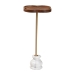 Baxton Studio Gezana Drink Table with Marble Base - Compact Pedestal Accent Table with Clover Tray Top for Living Room or Sofa Side - BSOFUR6893-Wood Tray-ET