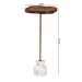 Baxton Studio Gezana Drink Table with Marble Base - Compact Pedestal Accent Table with Clover Tray Top for Living Room or Sofa Side - BSOFUR6893-Wood Tray-ET