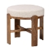 Baxton Studio Whitfield Round Fabric Ottoman Stool - Modern Accent Seating or Footstool with Upholstered Cushion and Mango Wood Frame for Living Room, Bedroom, or Lounge Seating
