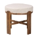 Baxton Studio Whitfield Round Fabric Ottoman Stool - Modern Accent Seating or Footstool with Upholstered Cushion and Mango Wood Frame for Living Room, Bedroom, or Lounge Seating - BSOFUR6896-Round-Footstool
