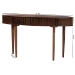 Baxton Studio Linore Fluted Wood Console Table - 2-Drawer Oval Accent Table for Living Room or Entryway - BSOFUR6897-2DW-Console Table