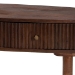 Baxton Studio Linore Fluted Wood Console Table - 2-Drawer Oval Accent Table for Living Room or Entryway - BSOFUR6897-2DW-Console Table