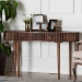 Baxton Studio Linore Fluted Wood Console Table - 2-Drawer Oval Accent Table for Living Room or Entryway - BSOFUR6897-2DW-Console Table