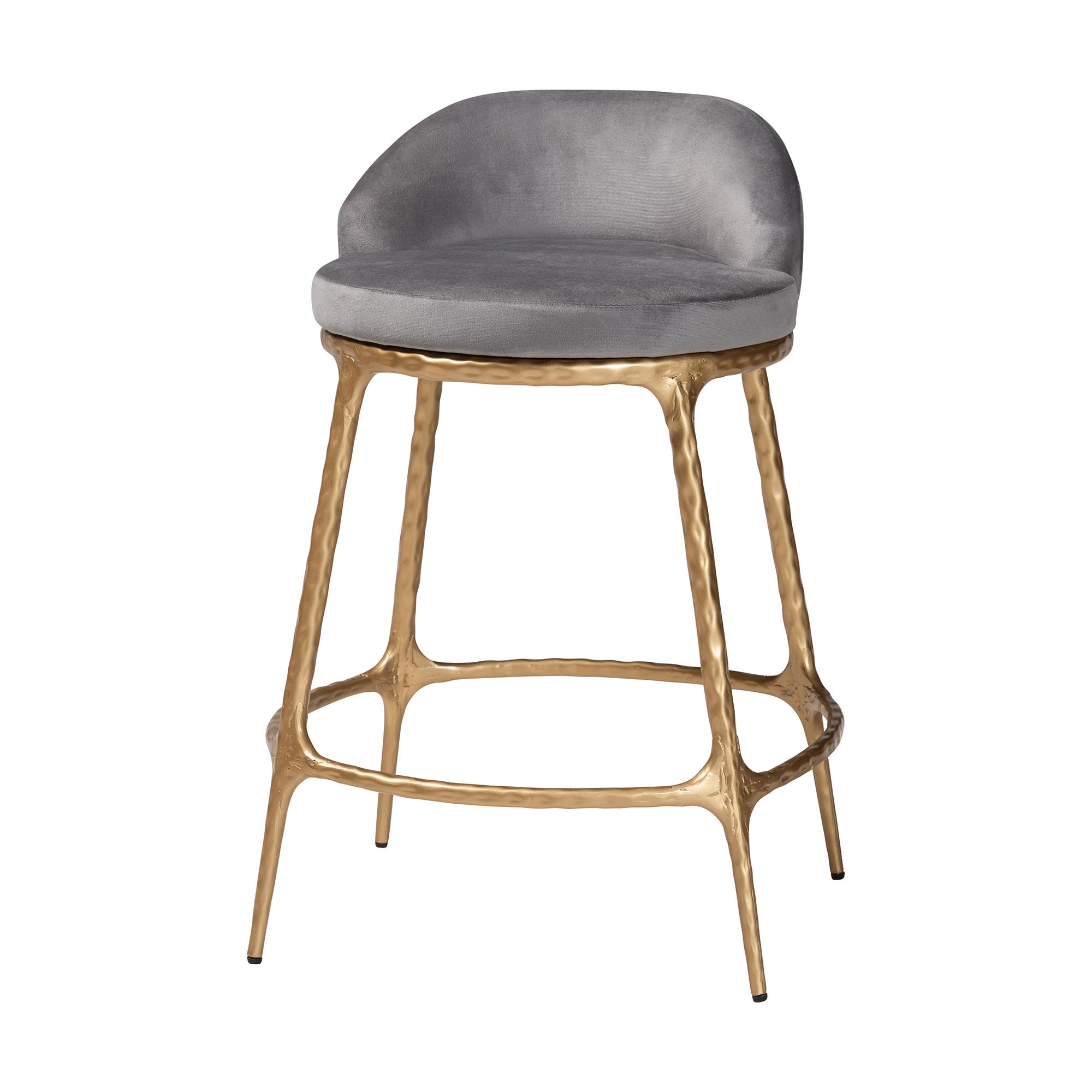 Baxton Studio Aarush Counter Stool - Modern Rustic Seating with Hand-Forged Metal Frame and Low Back for Kitchen Island or Lounge