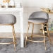 Baxton Studio Aarush Counter Stool - Modern Rustic Seating with Hand-Forged Metal Frame and Low Back for Kitchen Island or Lounge - BSOFUR6902-Hammered Metal-CS