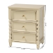 bali & pari Kyla Nightstand with Spindle Legs - 3-Drawer Bedside Table with Turned Detailing and Inset Paneling - BSOKyla-Beige-Wooden-NS