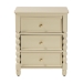 bali & pari Kyla Nightstand with Spindle Legs - 3-Drawer Bedside Table with Turned Detailing and Inset Paneling - BSOKyla-Beige-Wooden-NS