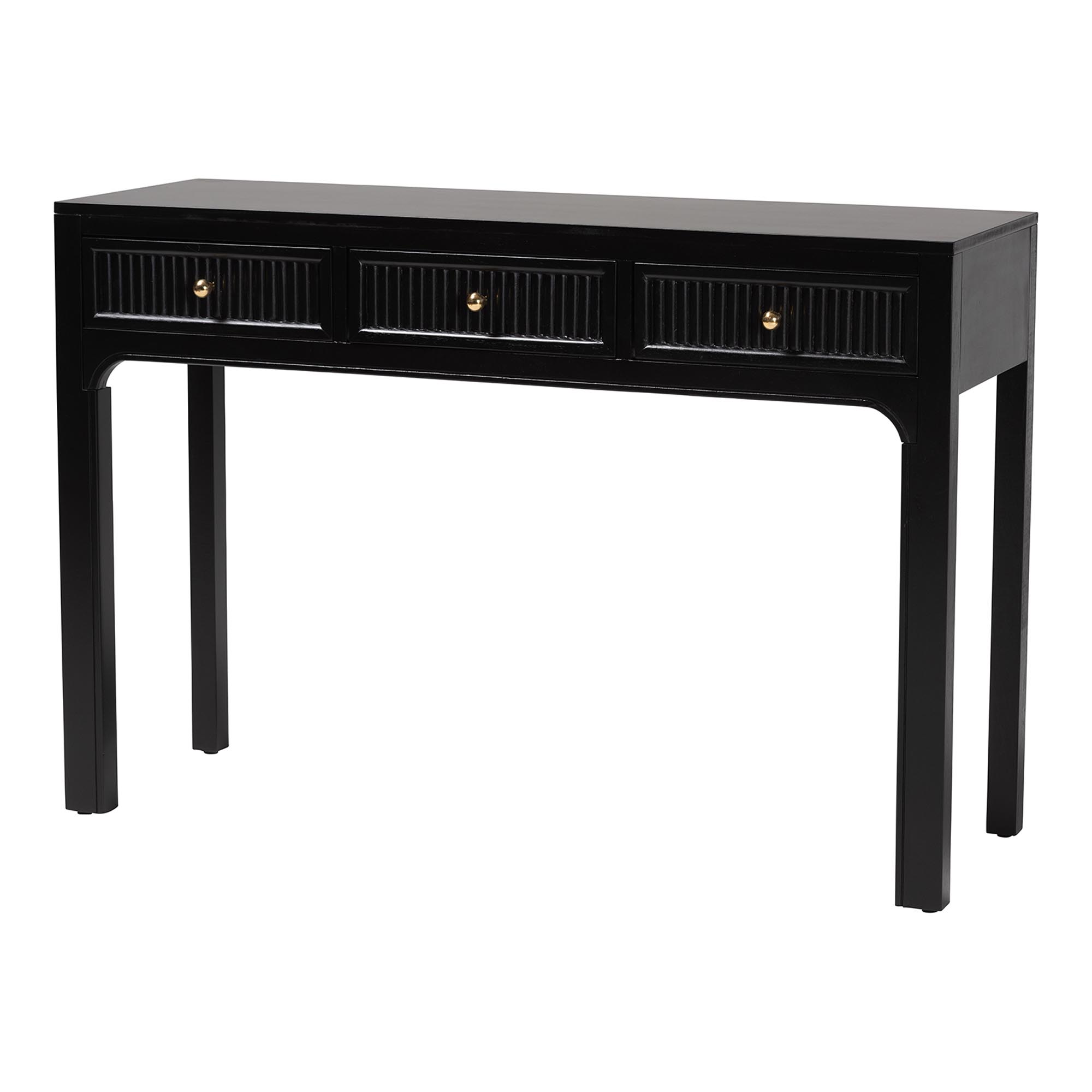 bali & pari Leah Console Table - 3-Drawer Accent Table with Fluted Wood Detailing for Living Room, Hallway, or Entryway