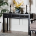 bali & pari Leah Console Table - 3-Drawer Accent Table with Fluted Wood Detailing for Living Room, Hallway, or Entryway - BSOLeah-Black-Wooden-3DRW-Console Table