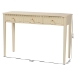 bali & pari Leeba Console Table - 3-Drawer Accent Table with Fluted Wood and Scalloped Framing for Living Room, Hallway, or Entryway - BSOLeeba-Beige-Wooden-3DRW-Console Table