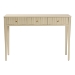 bali & pari Leeba Console Table - 3-Drawer Accent Table with Fluted Wood and Scalloped Framing for Living Room, Hallway, or Entryway - BSOLeeba-Beige-Wooden-3DRW-Console Table