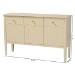 bali & pari Leeba Sideboard - Modern Storage Buffet Console with Fluted Wood and Scalloped Molding for Kitchen or Dining Room - BSOLeeba-Beige-Wooden-3DR-Sideboard