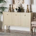 bali & pari Leeba Sideboard - Modern Storage Buffet Console with Fluted Wood and Scalloped Molding for Kitchen or Dining Room - BSOLeeba-Beige-Wooden-3DR-Sideboard