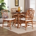 bali & pari Simon Marbled Tortoise Natural Rattan 5-Piece Dining Set - Handwoven Wicker Dining Table with Octagonal Top and 4 Matching Chairs Set - BSOSimon-Tortoise-Rattan-5PC Dining Set