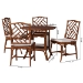 bali & pari Simon Marbled Tortoise Natural Rattan 5-Piece Dining Set - Handwoven Wicker Dining Table with Octagonal Top and 4 Matching Chairs Set - BSOSimon-Tortoise-Rattan-5PC Dining Set