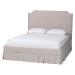 Baxton Studio Ronelyn Platform Bed with Pleated Skirt - Fabric Upholstered Bed Frame with Panel Headboard, King