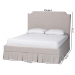 Baxton Studio Ronelyn Platform Bed with Pleated Skirt - Fabric Upholstered Bed Frame with Panel Headboard, King - BSOBBT61383-Beige-H1217-3-King