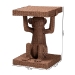 bali & pari Miyoco Monkey End Table - Handwoven Rattan Sculptural Accent Side Table with Platform Base - BSOMonkey-Light Brown/Rattan-ET